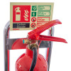 ultrafire single chrome fire extinguisher stand showing top with co2 extinguisher and safety sign