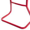Bottom view of the red metal frame of the ultrafire double red fire extinguisher stand showing its base structure