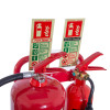 Top view of ultrafire double red fire extinguisher stand holding two fire extinguishers with labels visible