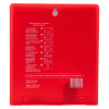 Back view of the ultrafire fire blanket red case showing folding instructions and barcode