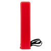 Side view of the ultrafire fire blanket in a slim red rectangular case with a black strap attached