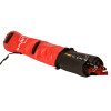 lithco electric vehicle blanket partially inside a red and black carry bag with visible straps and buckles