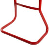 a close up of the base showing its metal tubular design providing a sturdy base in red
