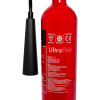 Close-up of the ultrafire 2kg co2 extinguisher showing the red cylinder body and detailed label information
