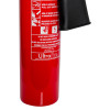 Bottom view of ultrafire 5kg co2 extinguisher showing warning label and nozzle attachment