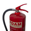 Close up view of the top part of the ultrafire 6ltr foam fire extinguisher showing the handle and pressure gauge
