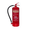 Front view of ultrafire 9ltr foam fire extinguisher showing label and hose attached to the side
