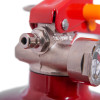 Closeup of the nozzle and metal fittings on the ultrafire 2kg powder extinguisher