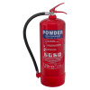 Front view of the ultrafire 9kg powder extinguisher showing label and handle