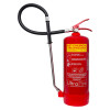 Front view of ultrafire 6l wet chemical extinguisher showing red body, hose, and label with safety instructions