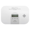 Front view of the ultrafire 10yr digital carbon monoxide alarm showing screen and control buttons