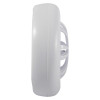 Side view of the ultrafire radio interlinked battery powered heat alarm showing its slim white casing and vents