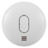 Front view of the ultrafire radio interlinked battery optical smoke alarm showing its circular shape and central sensor area