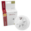 Ultra Fire heat alarm next to its packaging showing product name and key features