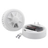 Ultrafire radio interlinked 10yr battery heat alarm showing the main unit, battery compartment with batteries, and mounting screws