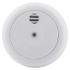 Front view of ultrafire radio interlinked 10yr battery optical smoke alarm showing its round shape and vents