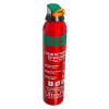 angled view of an ultrafire lithium battery fire extinguisher 500ml with red body and green label