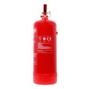 A red water fire extinguisher with a cream label