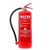 A red water fire extinguisher with a cream label